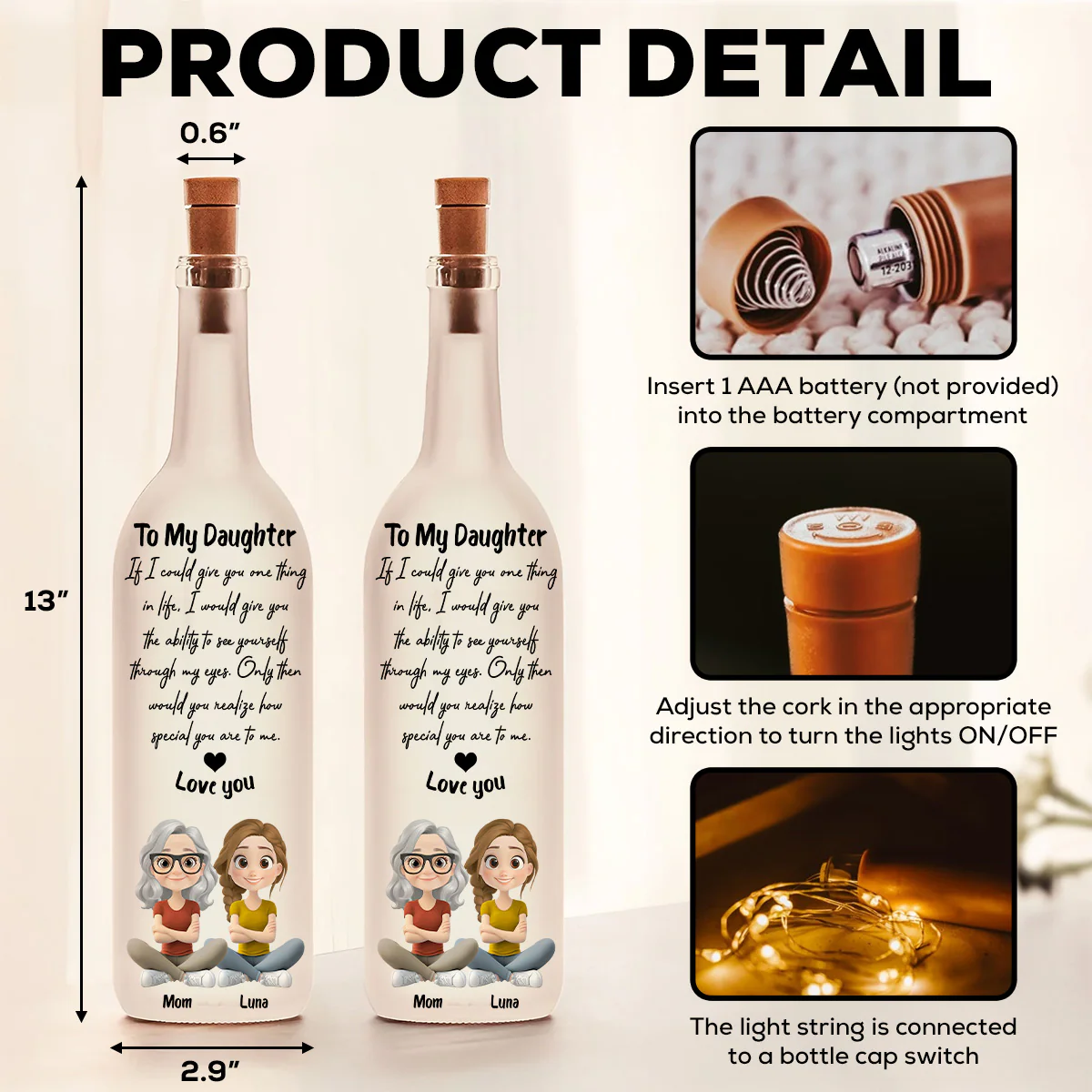 How Special You Are - Personalized Custom Bottle Lamp - Image 5