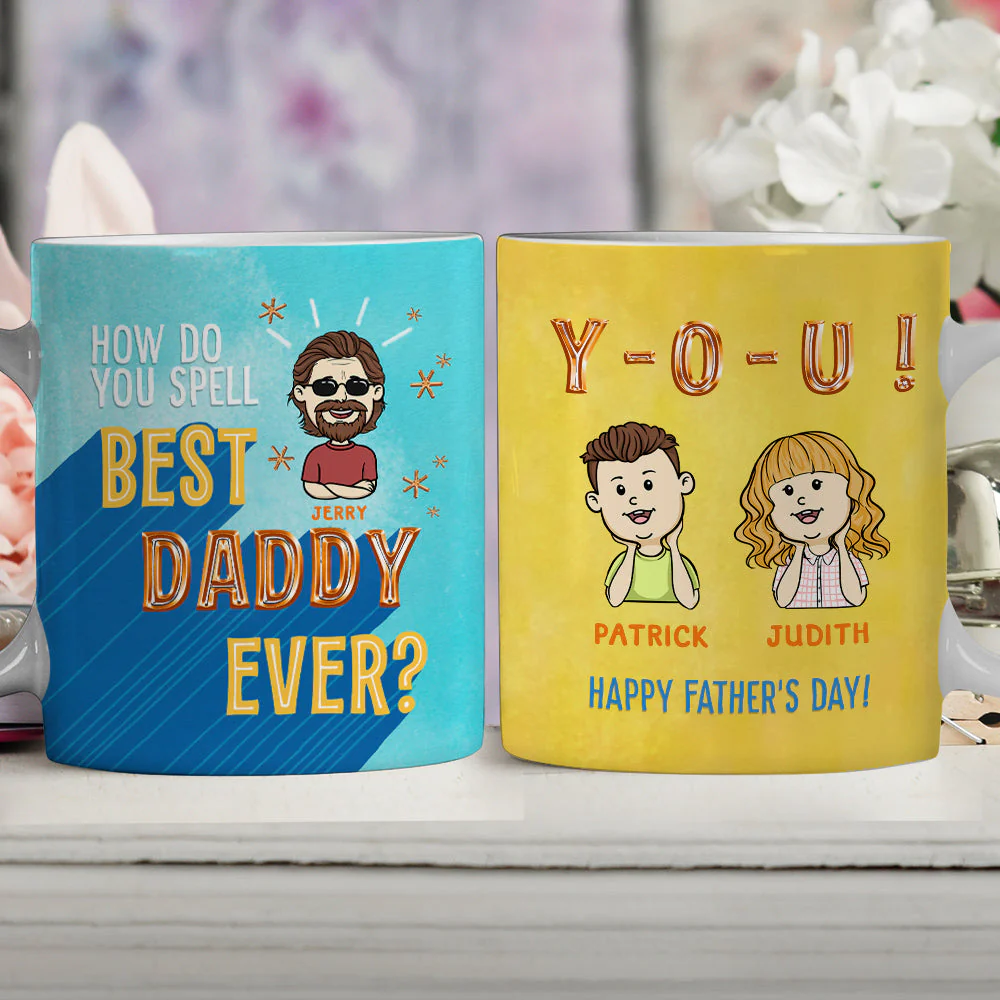 How To Spell Best Grandpa Ever - Personalized Custom Coffee Mug - Image 3