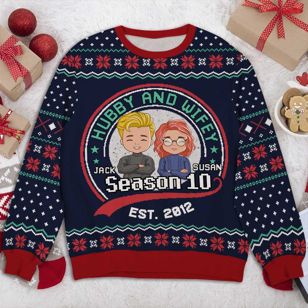 Hubby And Wifey - Personalized Custom All-Over-Print Sweatshirt - Image 3