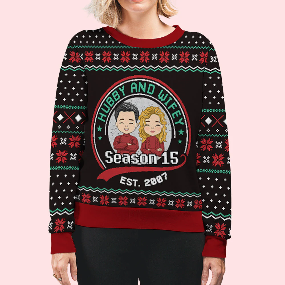 Hubby And Wifey - Personalized Custom All-Over-Print Sweatshirt - Image 5