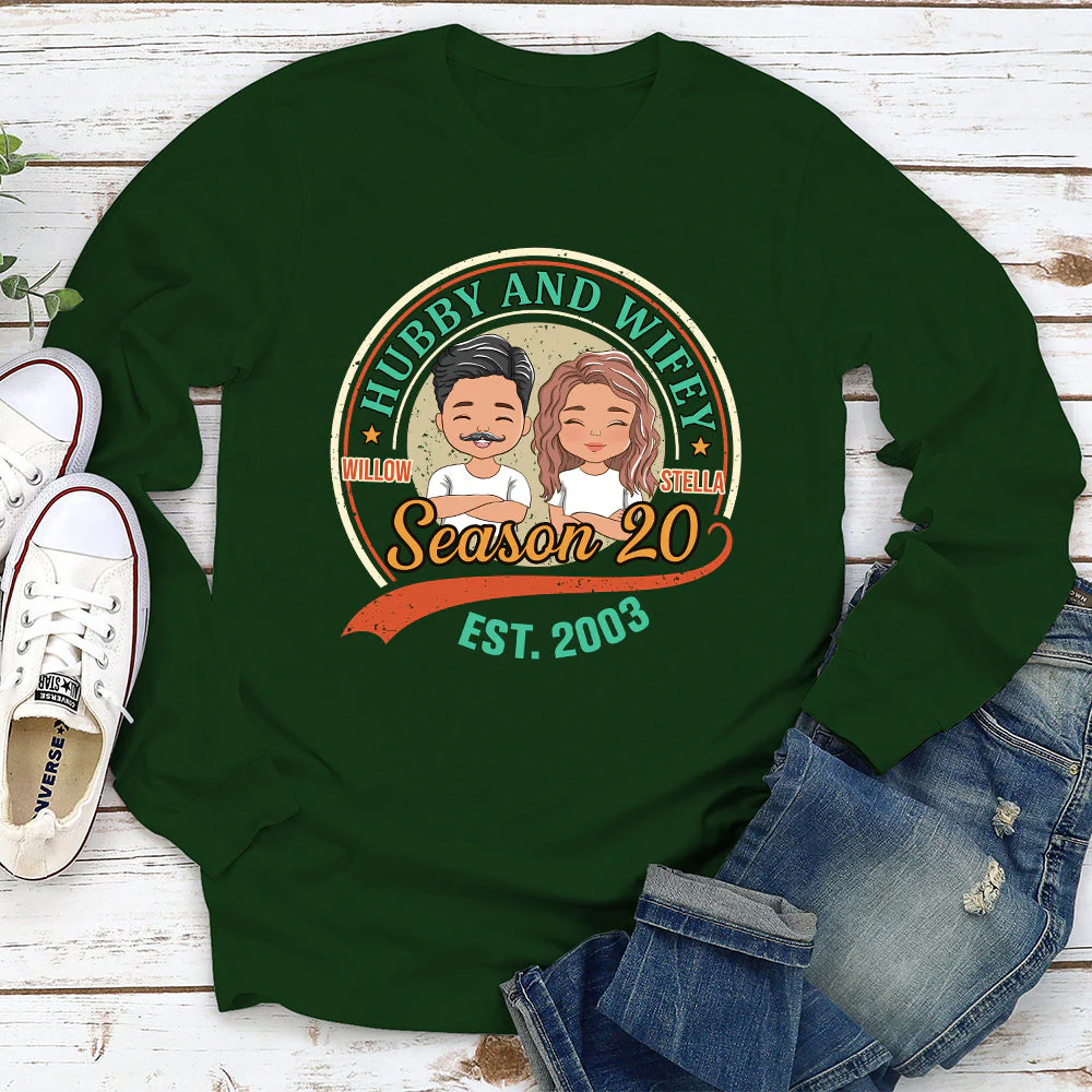 Hubby & Wifey - Personalized Custom Long Sleeve T-shirt - Image 3