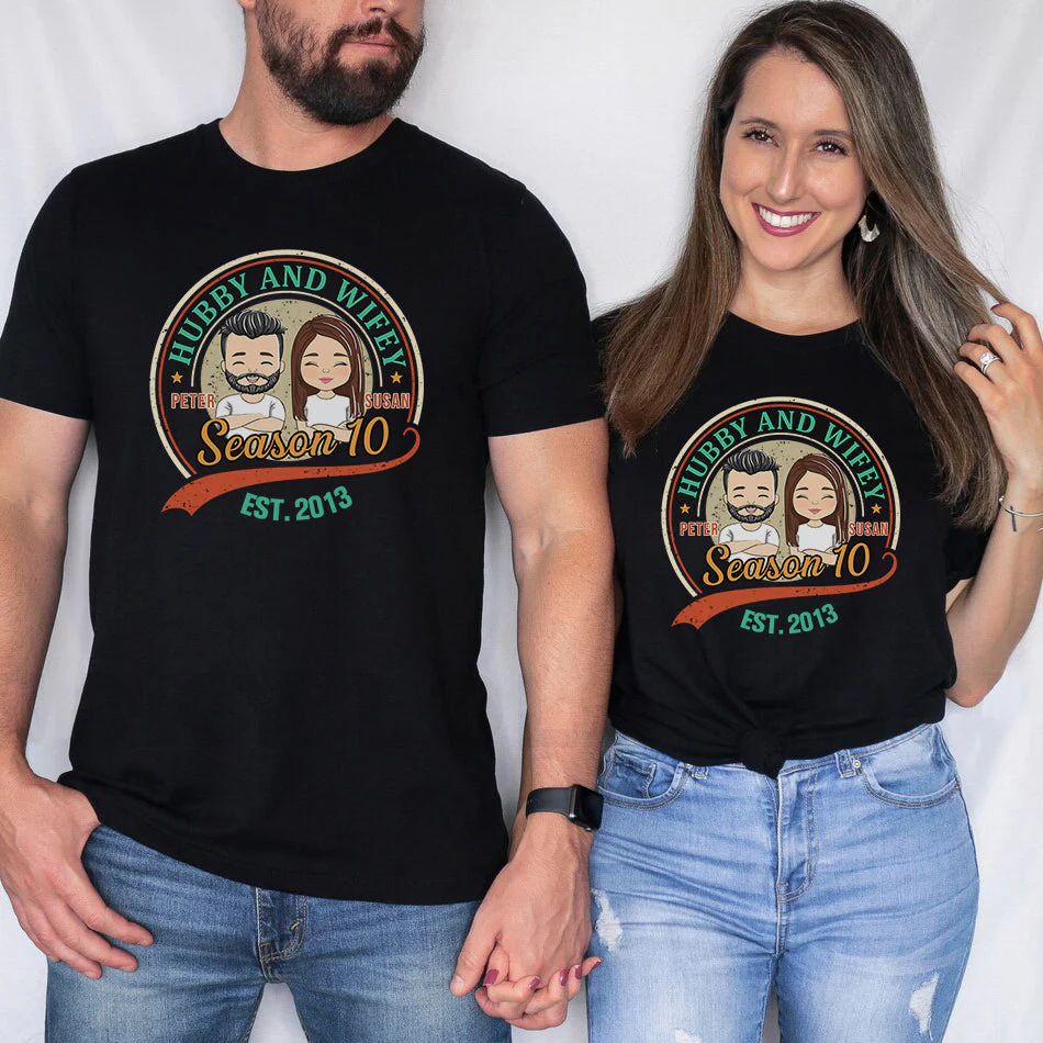 Hubby & Wifey - Personalized Custom Classic T-shirt - Image 2