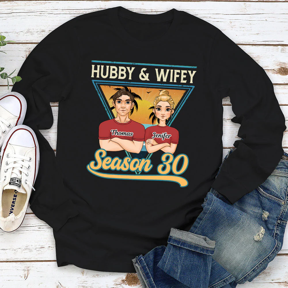 Hubby And Wifey Season  - Personalized Custom Long Sleeve T-shirt - Image 2