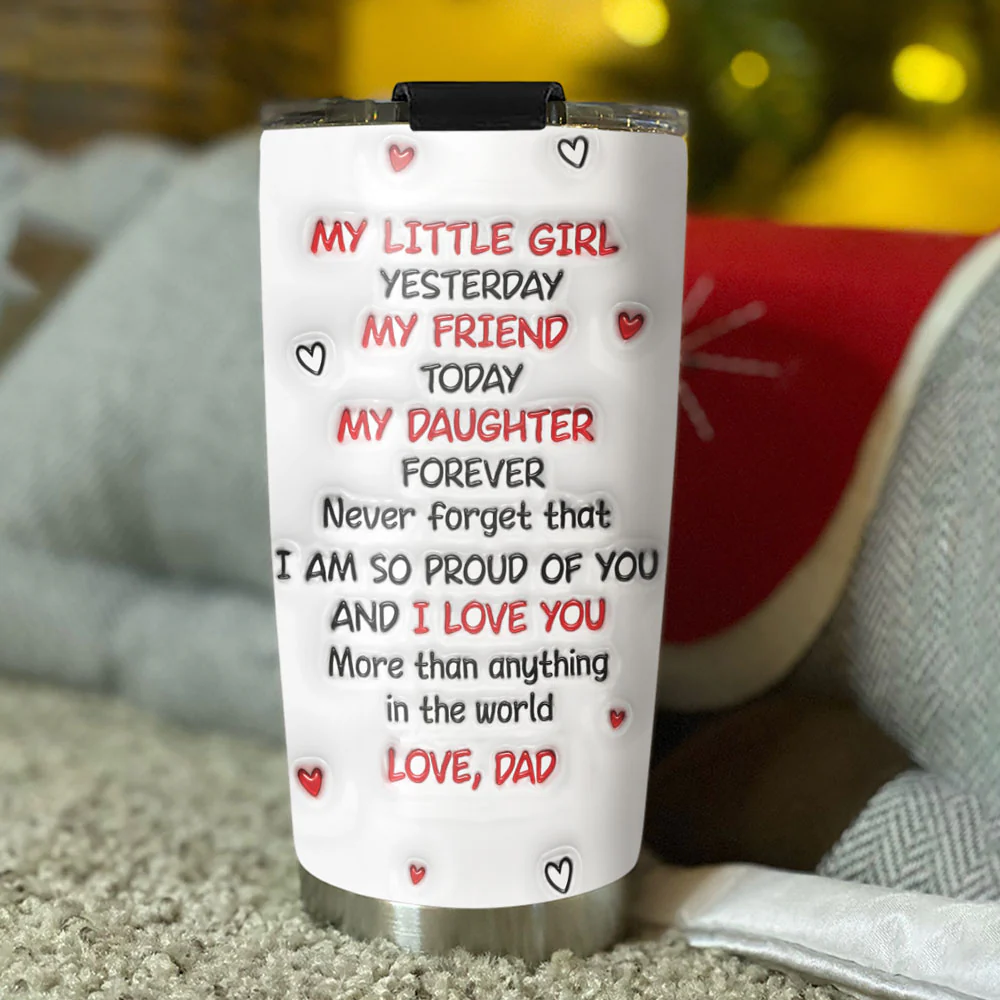 Hug From Dad Custom Photo - Personalized Custom 3D Inflated Effect Tumbler - Image 4