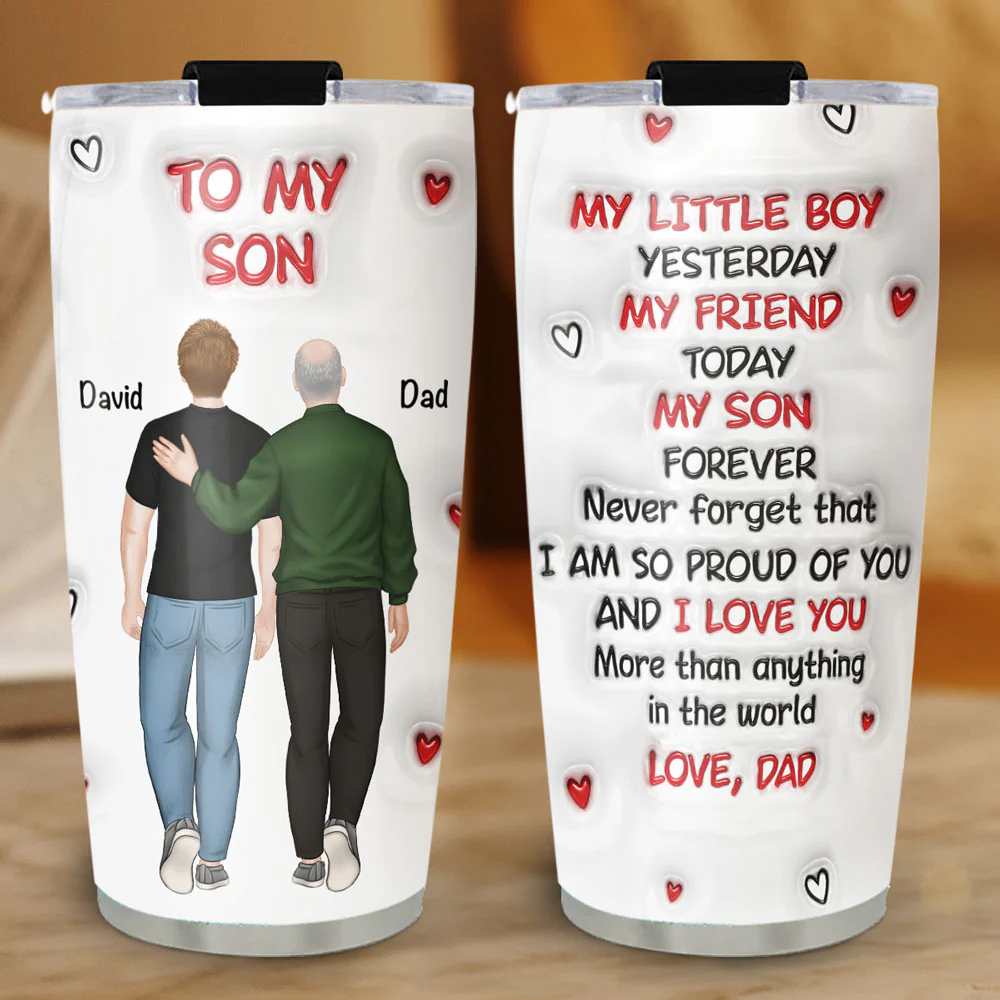 Hug From Dad - Personalized Custom 3D Inflated Effect Tumbler - Image 2