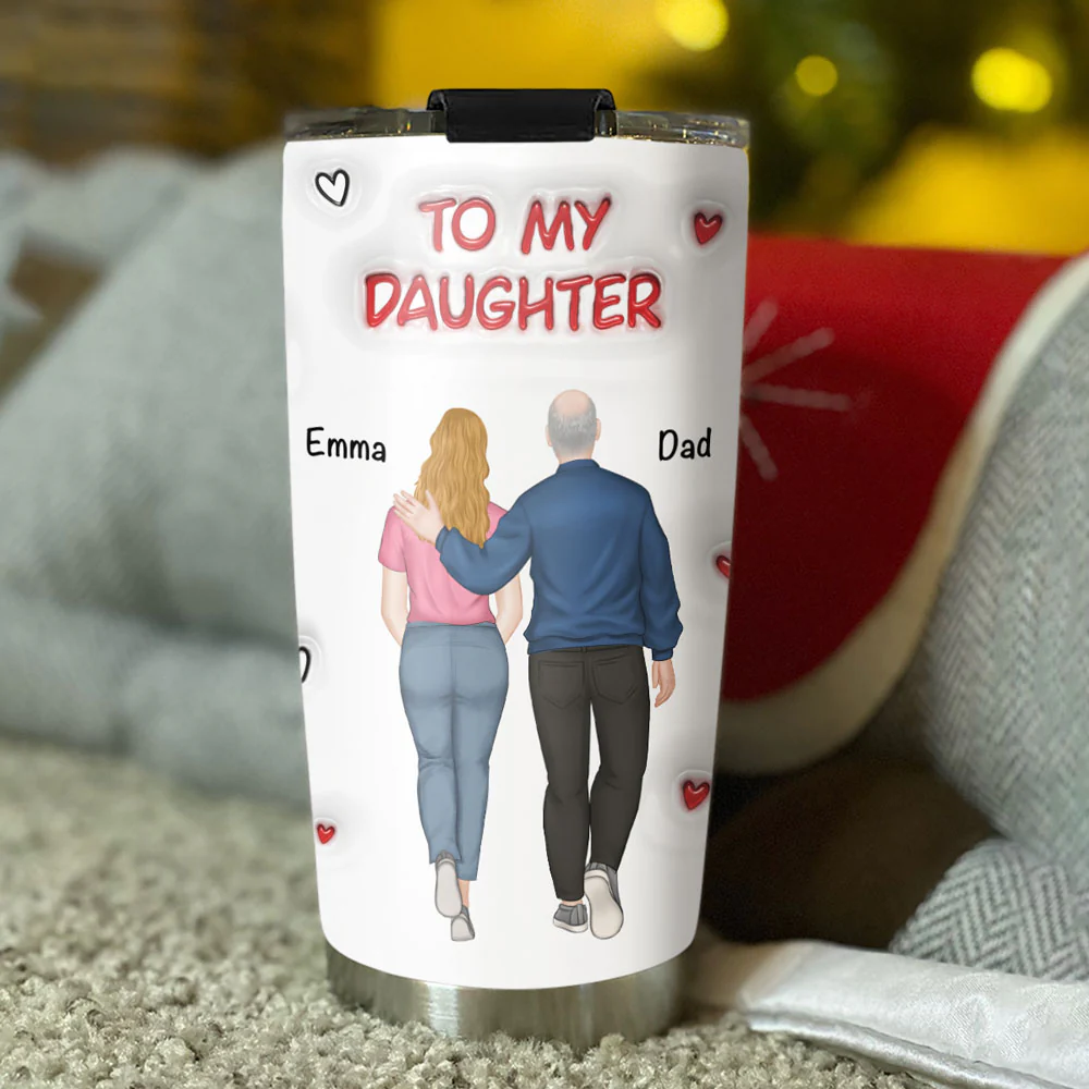 Hug From Dad - Personalized Custom 3D Inflated Effect Tumbler - Image 3