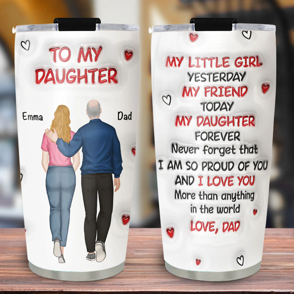 Hug From Dad - Personalized Custom 3D Inflated Effect Tumbler - Image 5