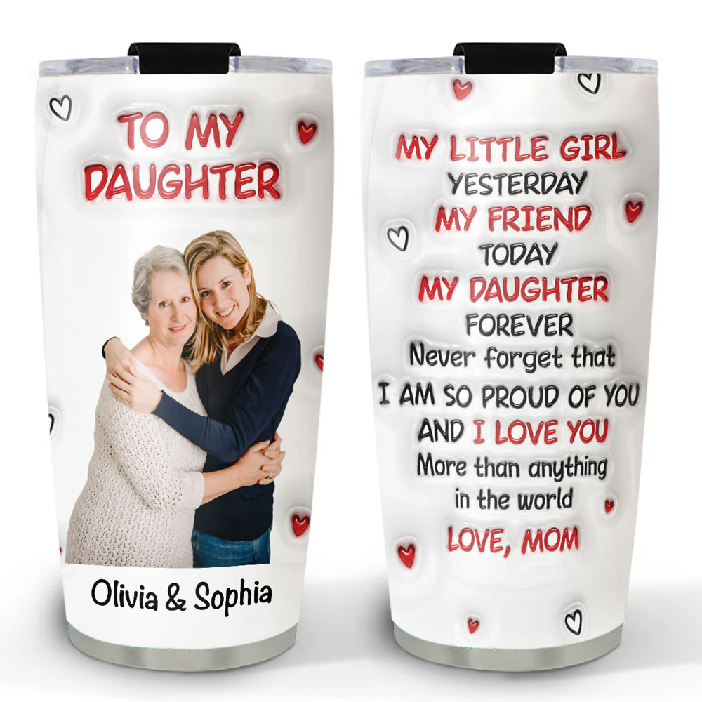 Hug From Mom Custom Photo - Personalized Custom 3D Inflated Effect Tumbler
