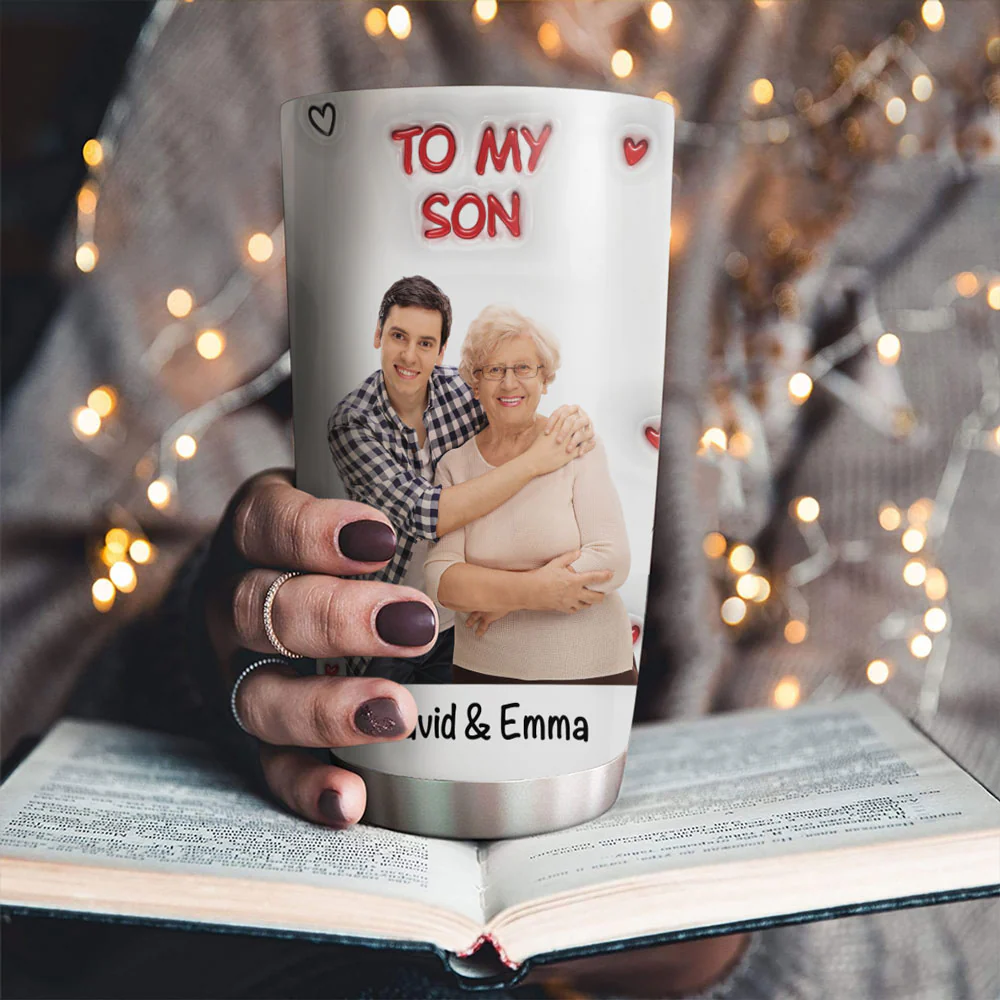 Hug From Mom Custom Photo - Personalized Custom 3D Inflated Effect Tumbler - Image 3