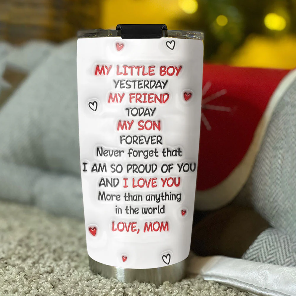 Hug From Mom Custom Photo - Personalized Custom 3D Inflated Effect Tumbler - Image 4
