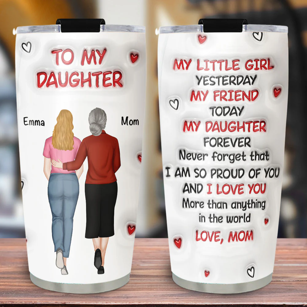 Hug From Mom - Personalized Custom 3D Inflated Effect Tumbler - Image 2