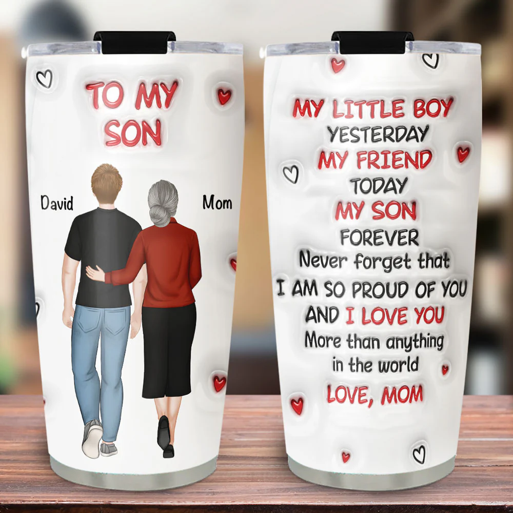 Hug From Mom - Personalized Custom 3D Inflated Effect Tumbler - Image 5