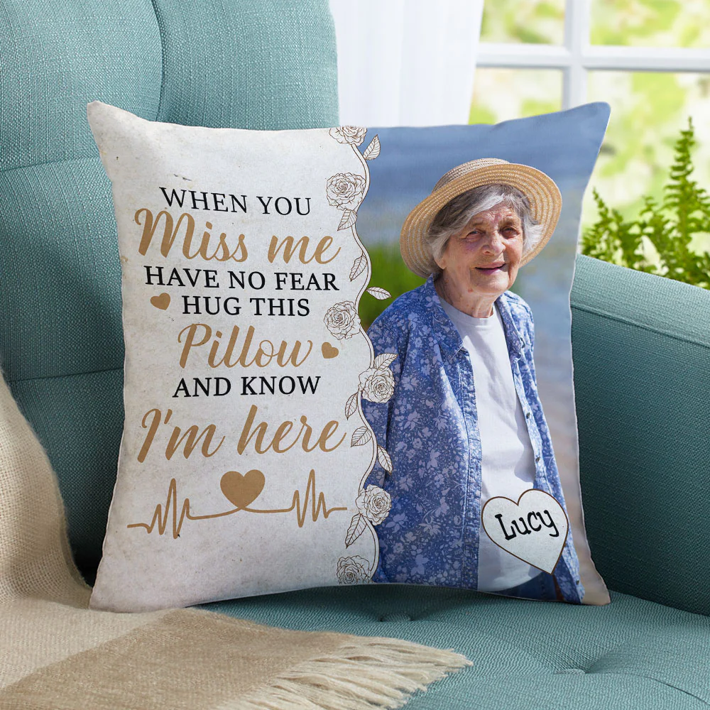 Hug This Pillow And Know I'm Here - Personalized Custom Throw Pillow - Image 3