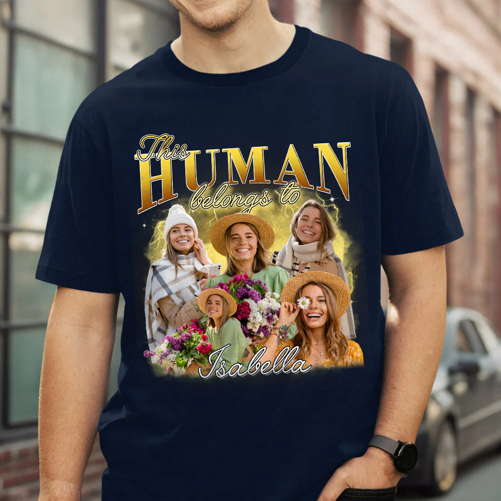 Human Belongs Vintage - Personalized Custom Unisex T-shirt - Image 2