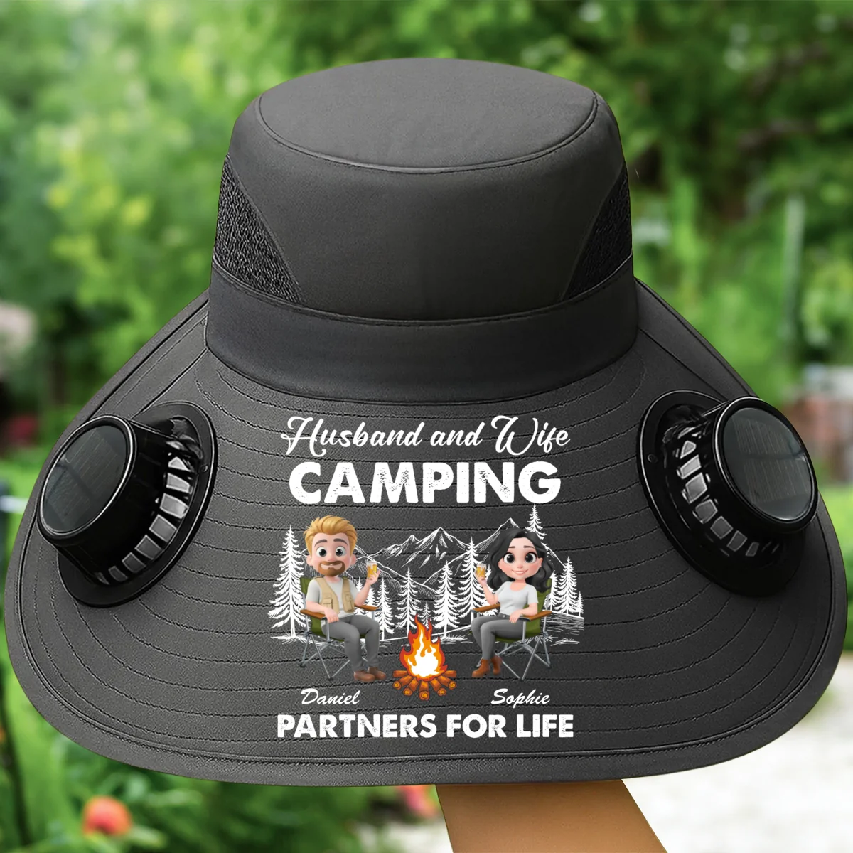 Husband And Wife Camping Life - Personalized Custom Solar Fan Hat - Image 8