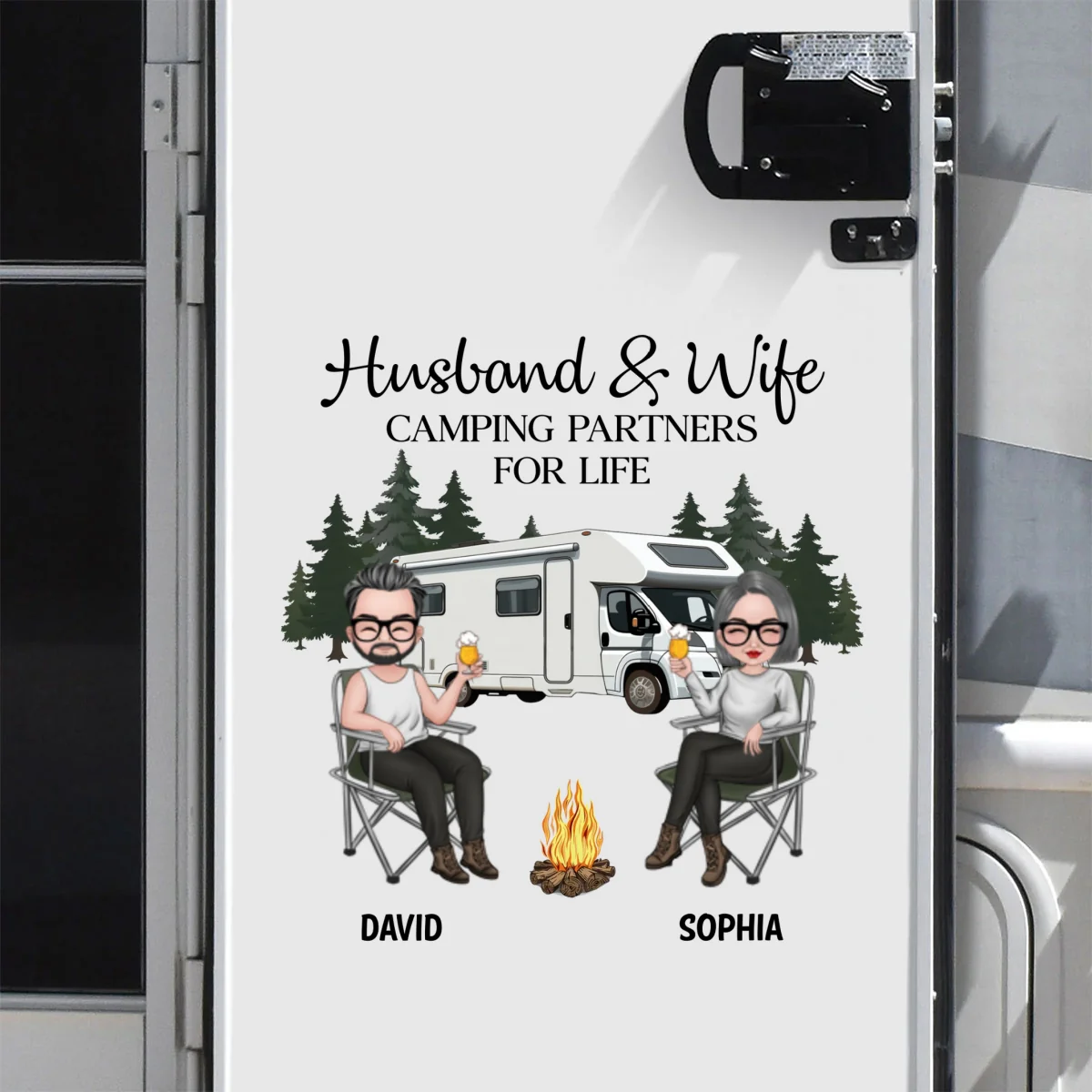 Husband And Wife Camping Partners For Life - Personalized Custom Decal - Image 6