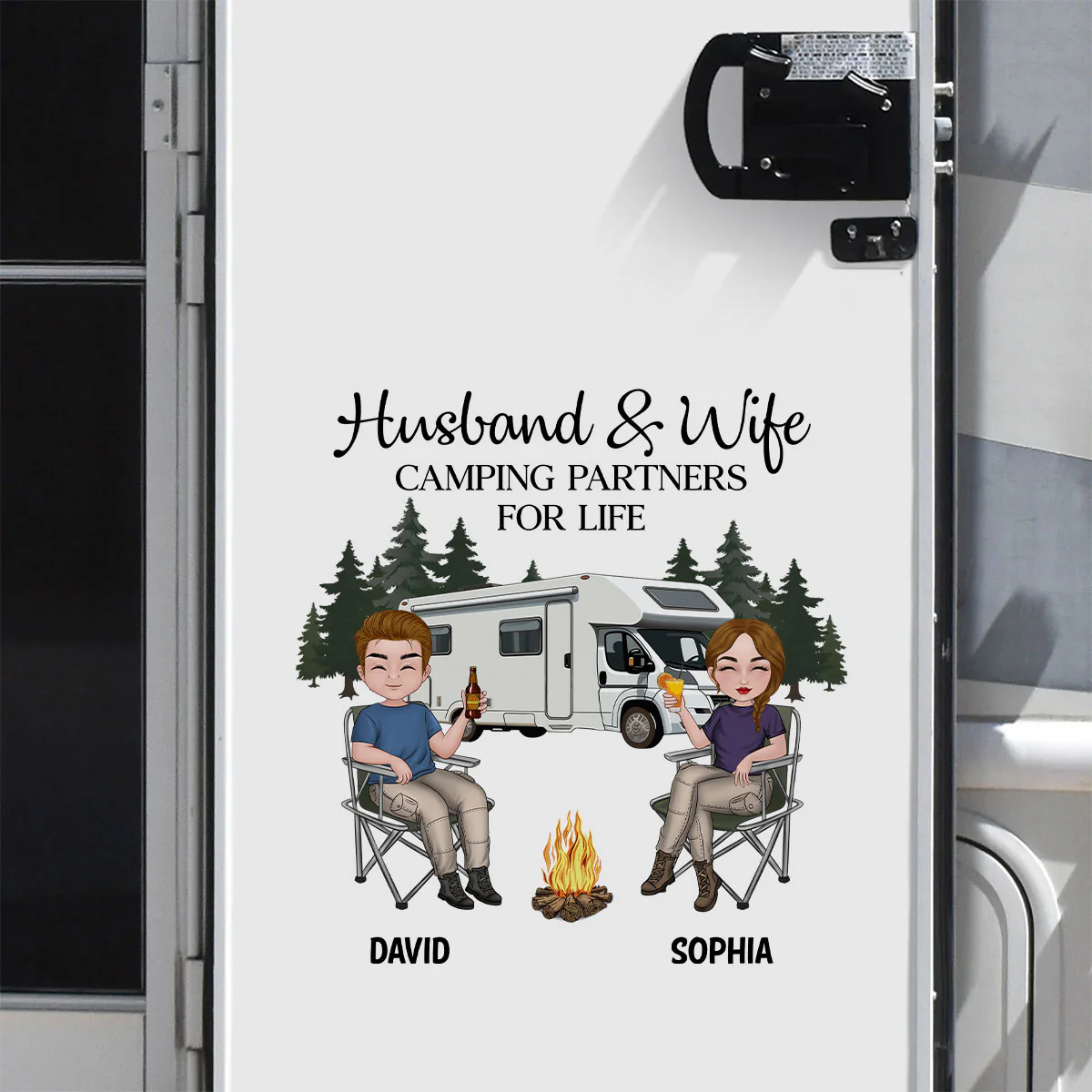 Husband And Wife Camping Partners For Life - Personalized Custom Decal - Image 7