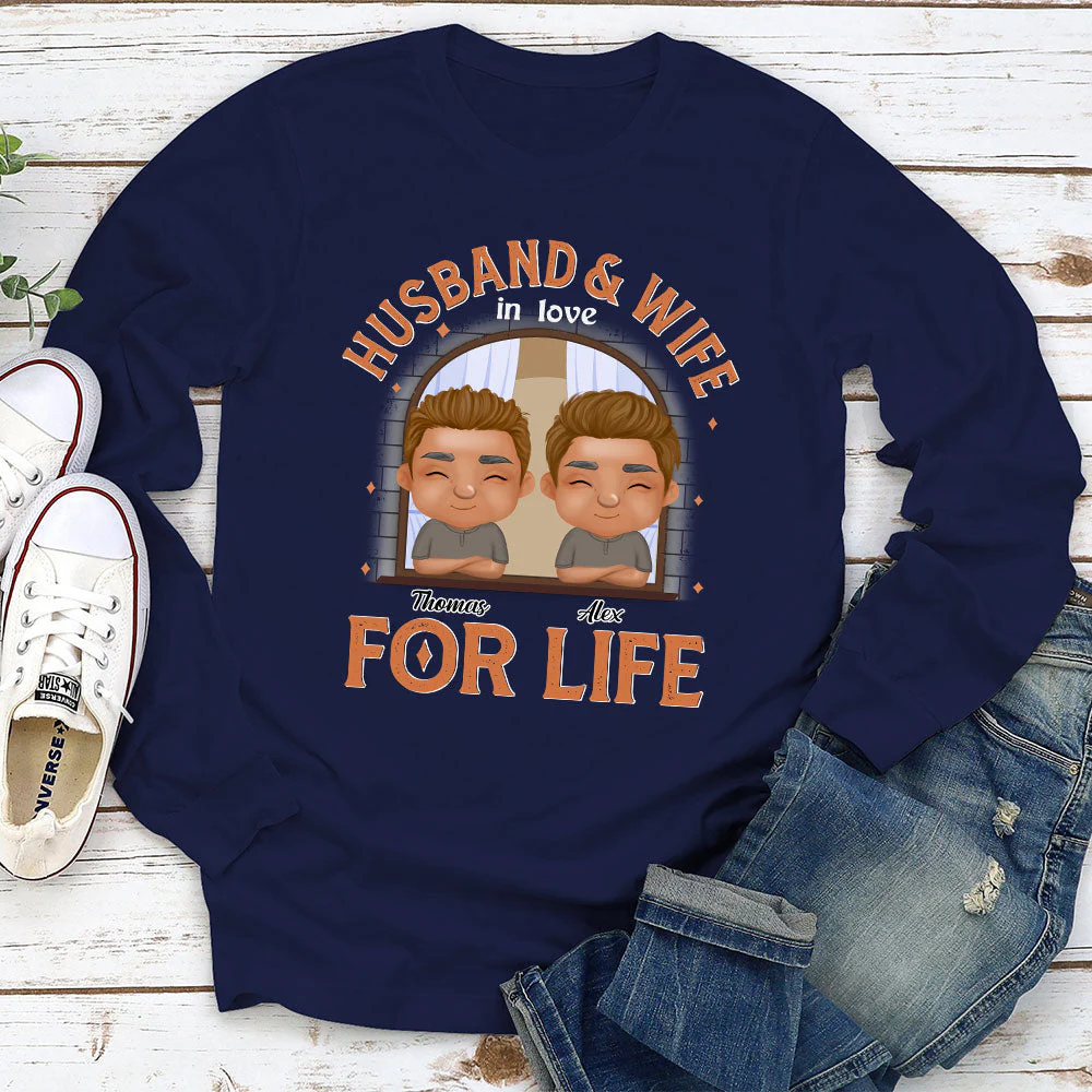 Husband And Wife In Love For Life - Personalized Custom Long Sleeve T-shirt - Image 2