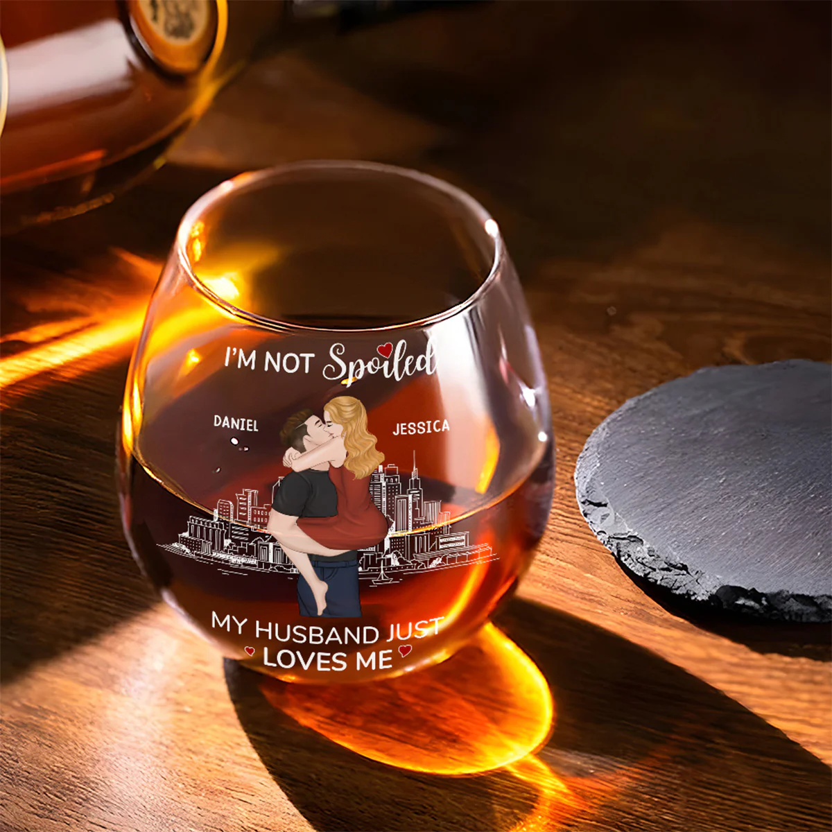 Husband Just Loves Me - Personalized Custom Wine Glass - Image 2