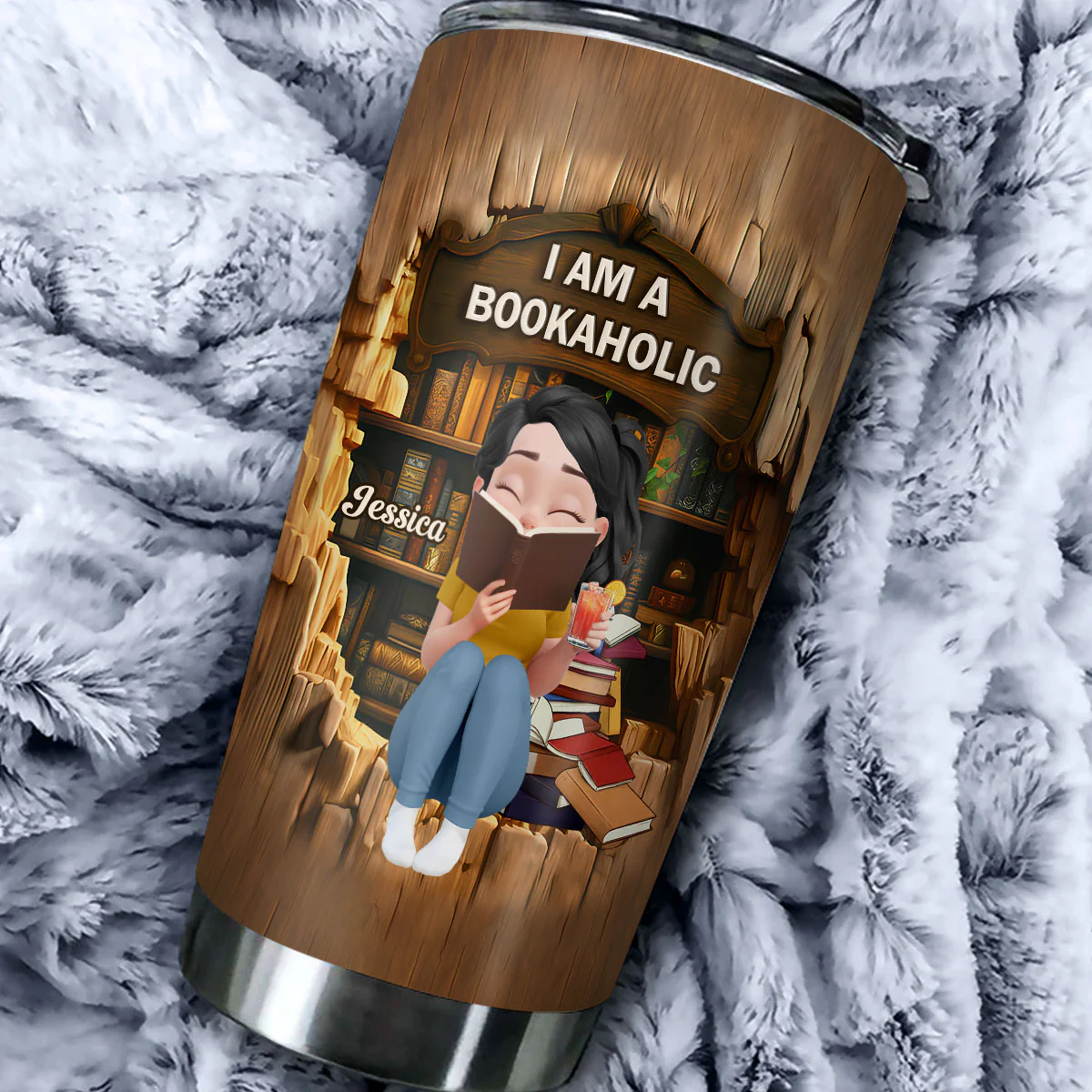 I Am A Bookaholic Girl - Personalized Custom Tumbler - Image 2