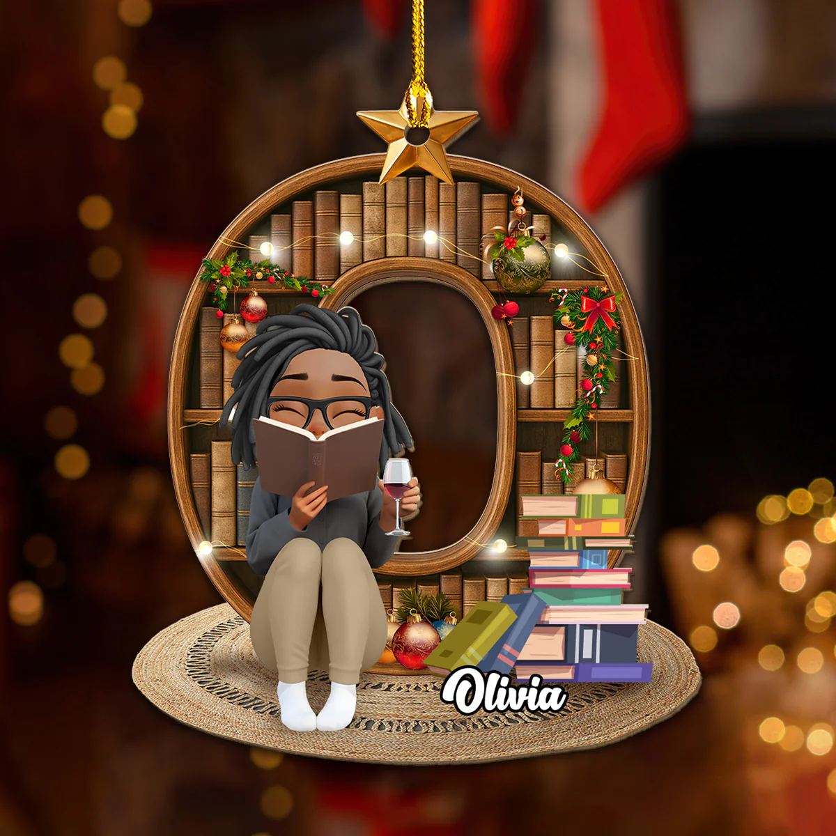 I Am A Bookaholic - Personalized Custom 3D Effect Wood Ornament - Image 4