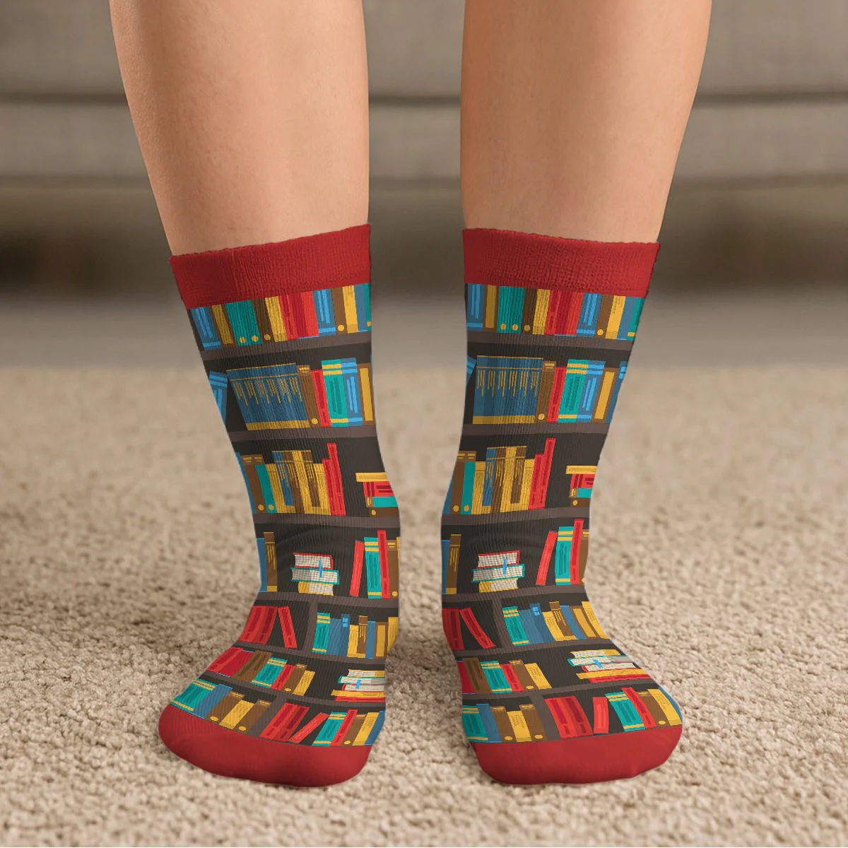 I Am A Bookaholic - Personalized Custom Crew Socks - Image 5