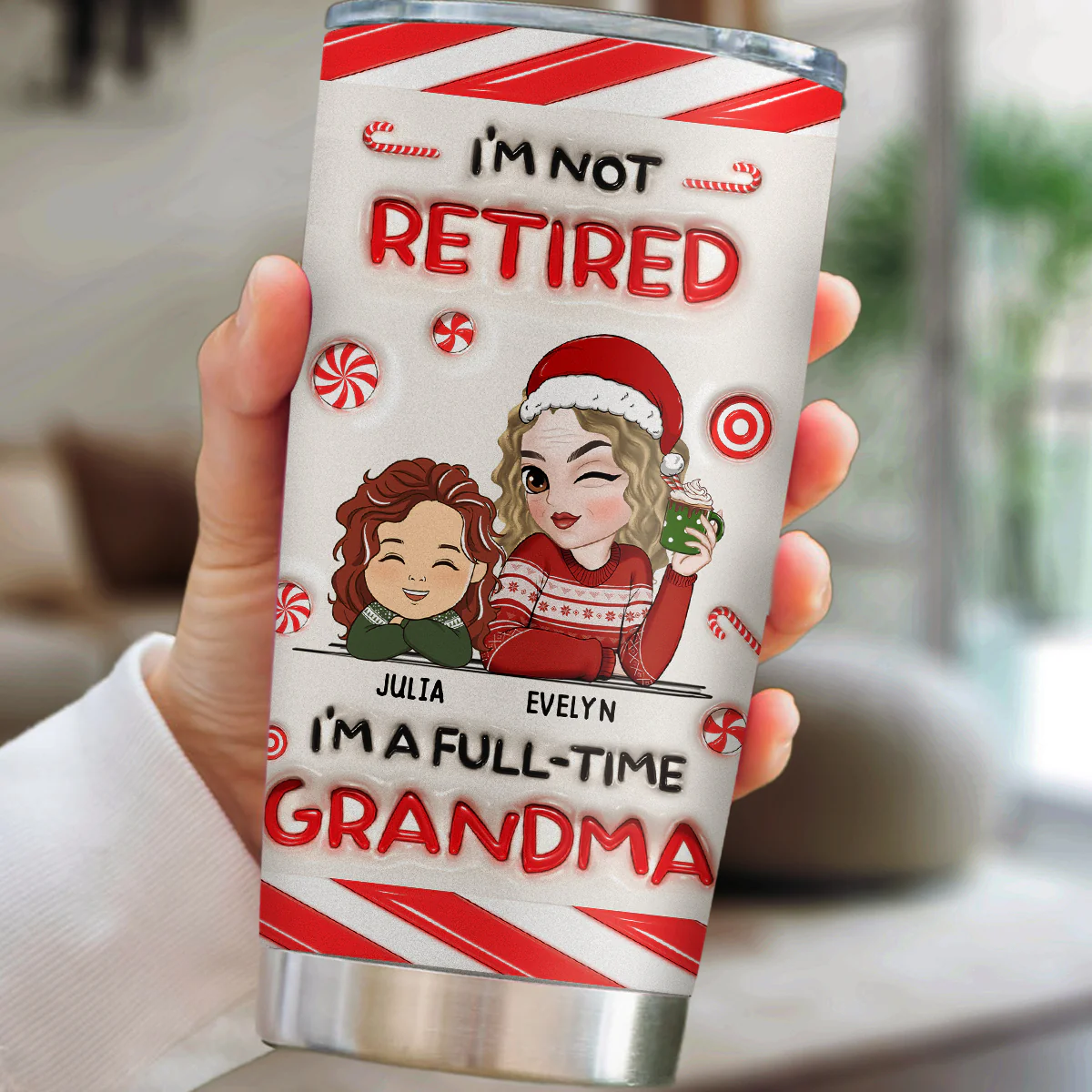 I Am A Full Time Grandma - Personalized Custom 3D Inflated Effect Tumbler - Image 2
