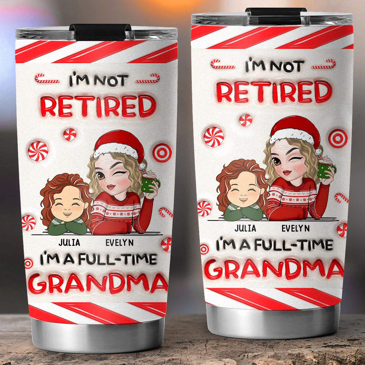I Am A Full Time Grandma - Personalized Custom 3D Inflated Effect Tumbler - Image 3