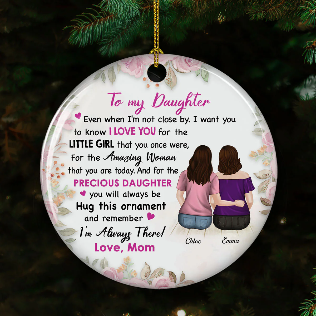 I Am Always There - Personalized Custom Circle Ceramic Ornament - Image 3