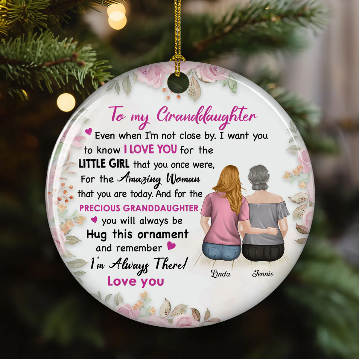 I Am Always There - Personalized Custom Circle Ceramic Ornament - Image 4