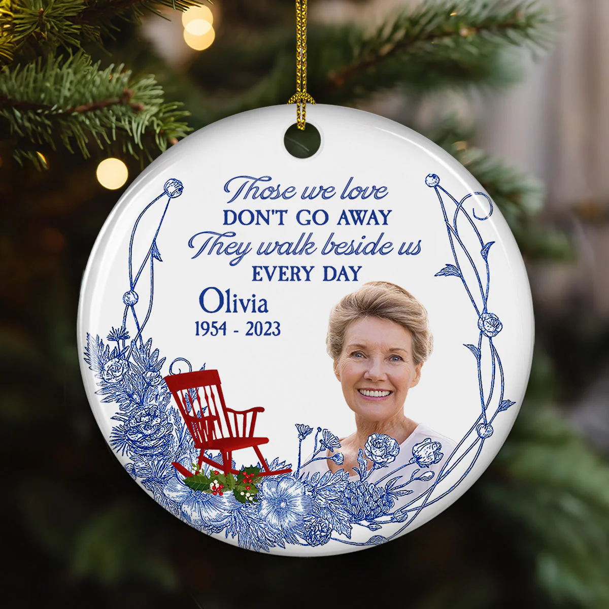 I Am Always With You Blue Toile - Personalized Custom Ceramic Ornament - Image 2