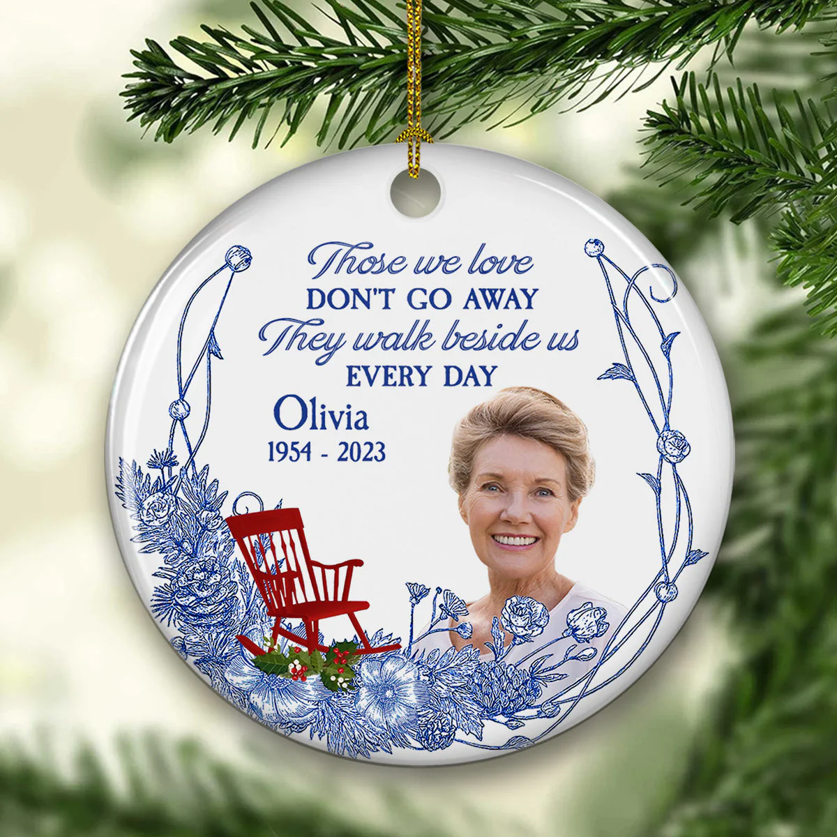 I Am Always With You Blue Toile - Personalized Custom Ceramic Ornament - Image 4