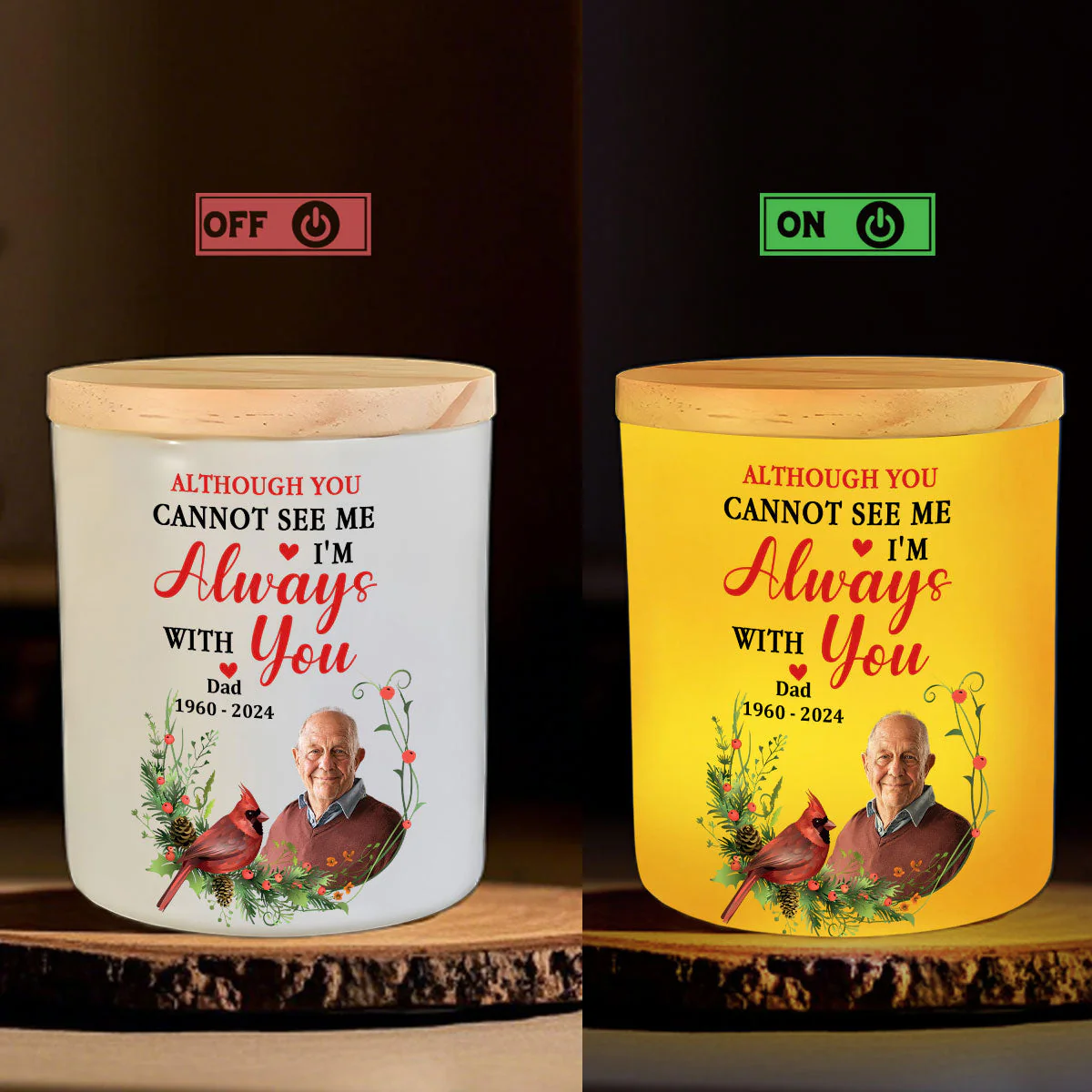 I Am Always With You - Personalized Custom Glass Jar With LED Candle - Image 4