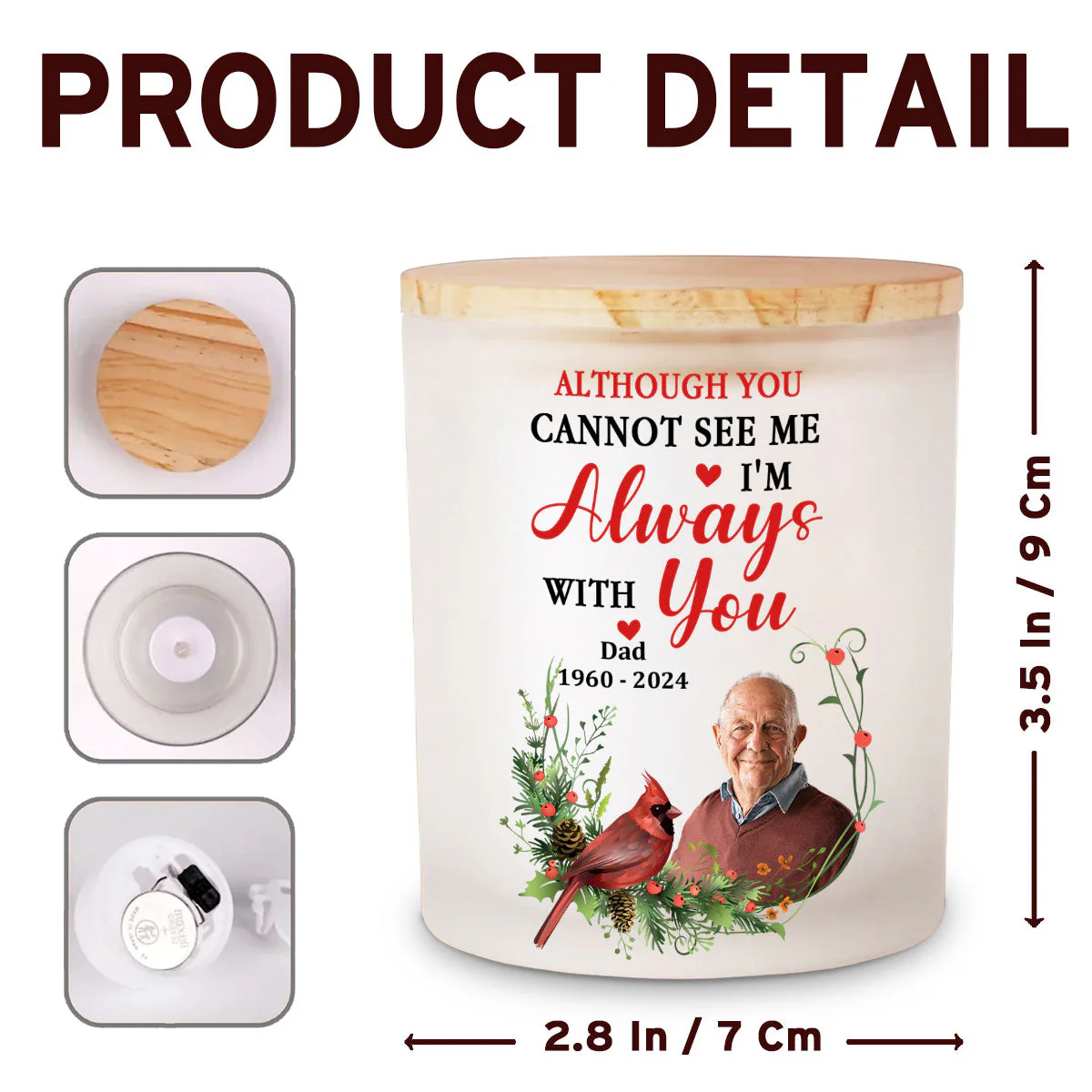 I Am Always With You - Personalized Custom Glass Jar With LED Candle - Image 5