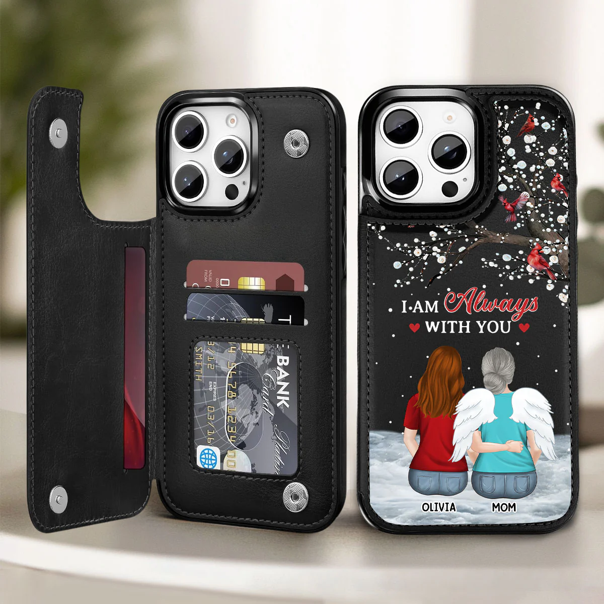 I Am Always With You - Personalized Custom Leather Phone Case - Image 2