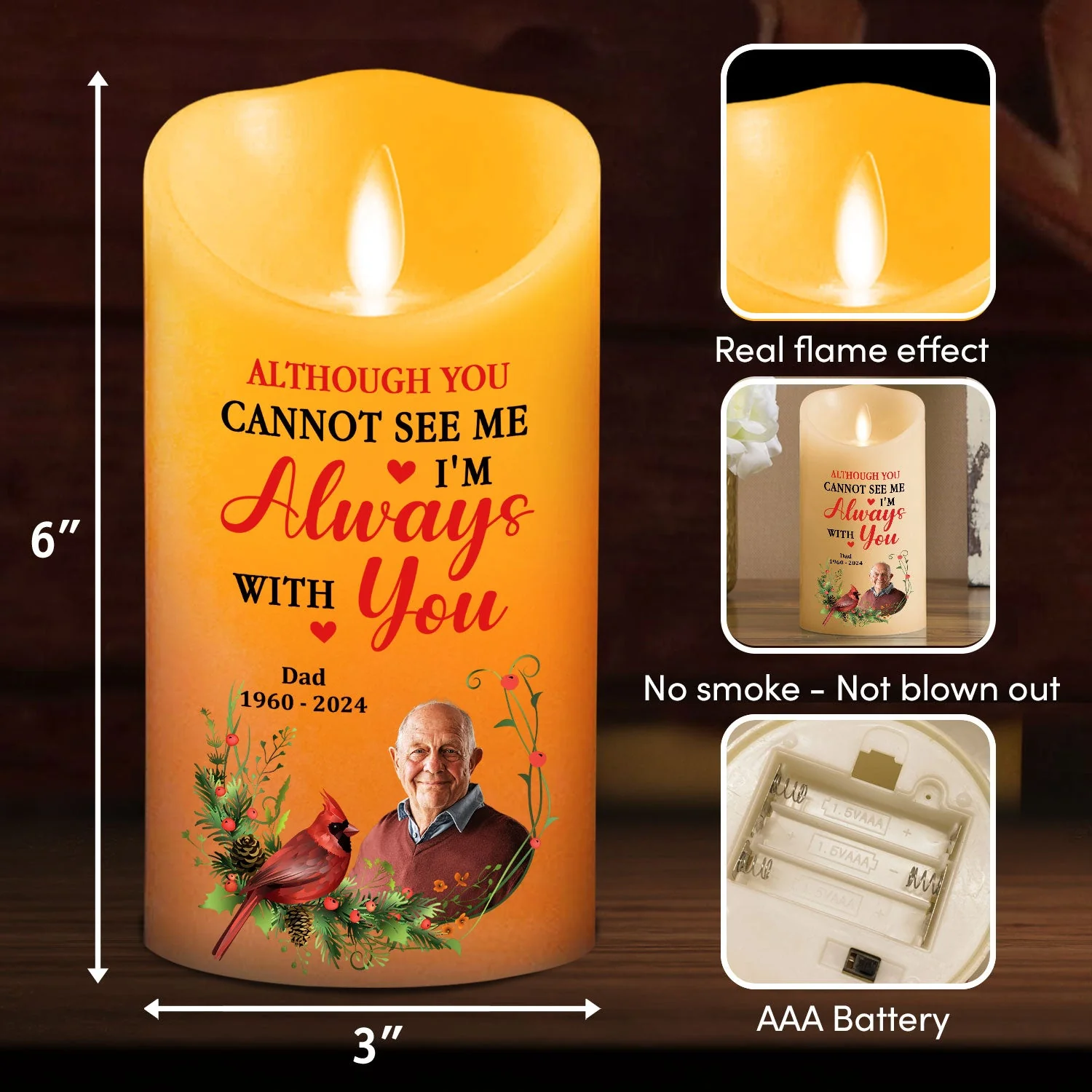 I Am Always With You - Personalized Custom LED Candle - Image 6