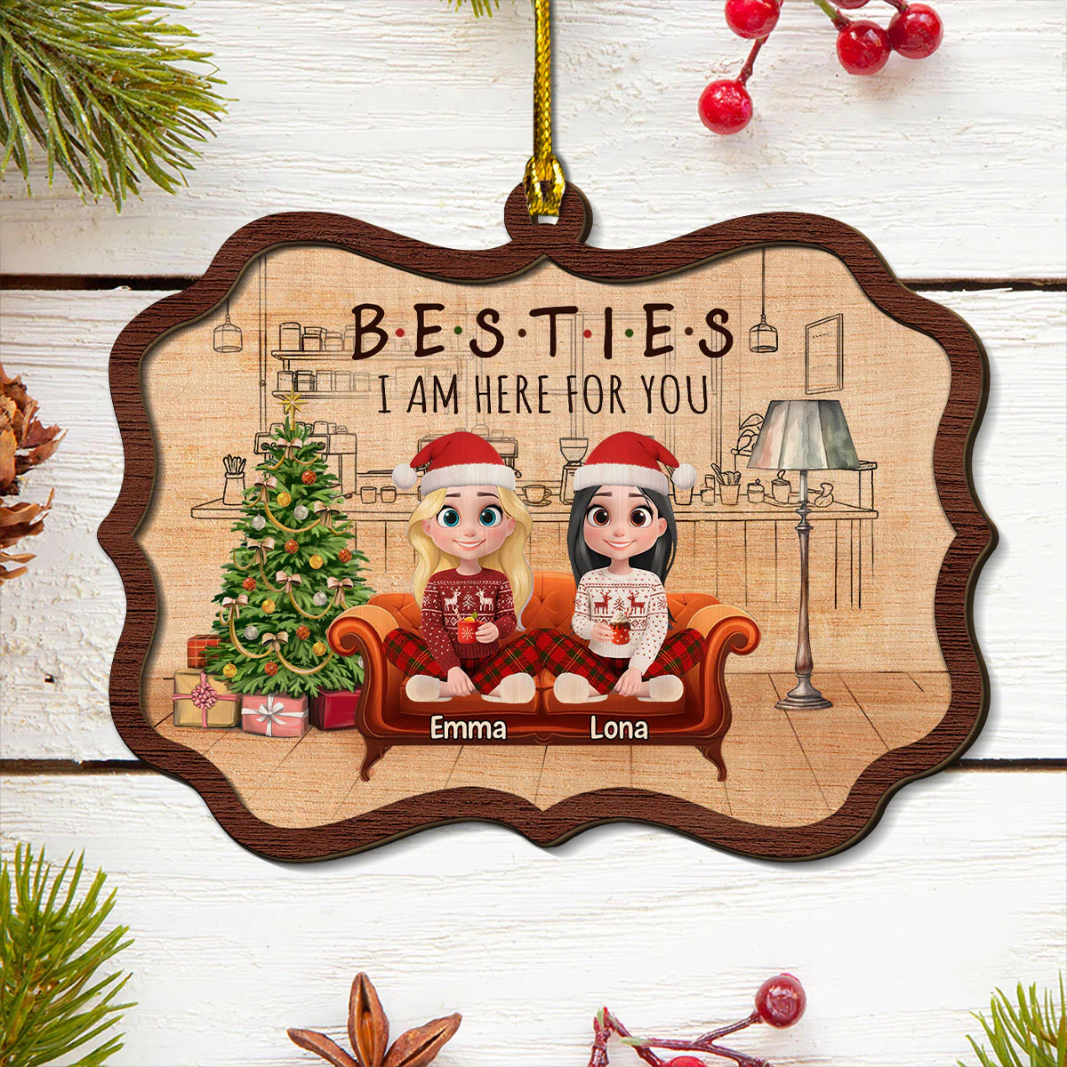 I Am Here For You - Personalized Custom 2-layered Wood Ornament - Image 3