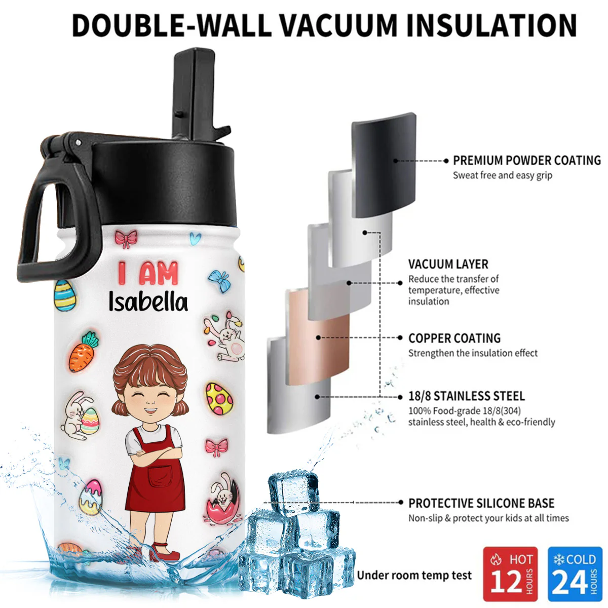 I Am Loved - Personalized Custom Kids Water Bottle - Image 5