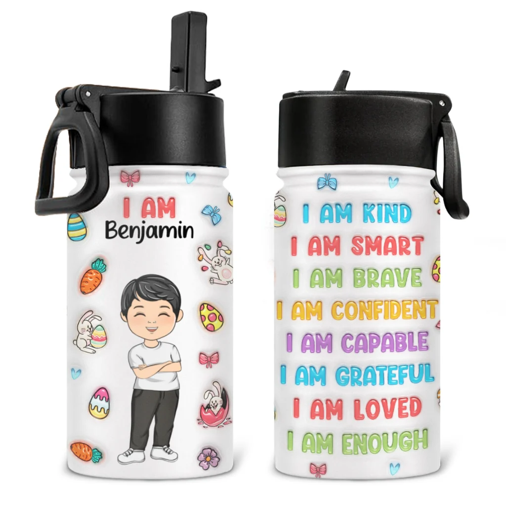 I Am Loved - Personalized Custom Kids Water Bottle - Image 6