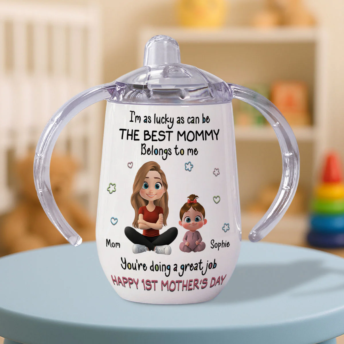 I Am Lucky - Personalized Custom Sippy Cup With Handles