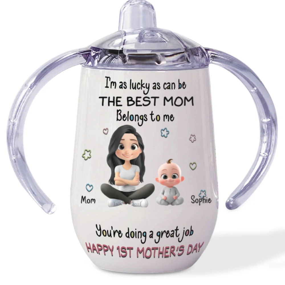 I Am Lucky - Personalized Custom Sippy Cup With Handles - Image 6