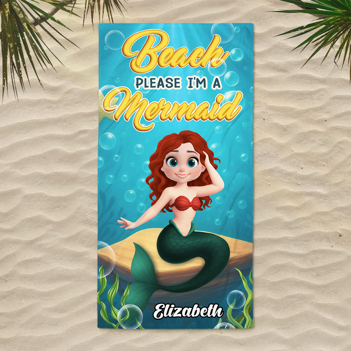 I Am Mermaid - Personalized Custom Beach Towel - Image 3