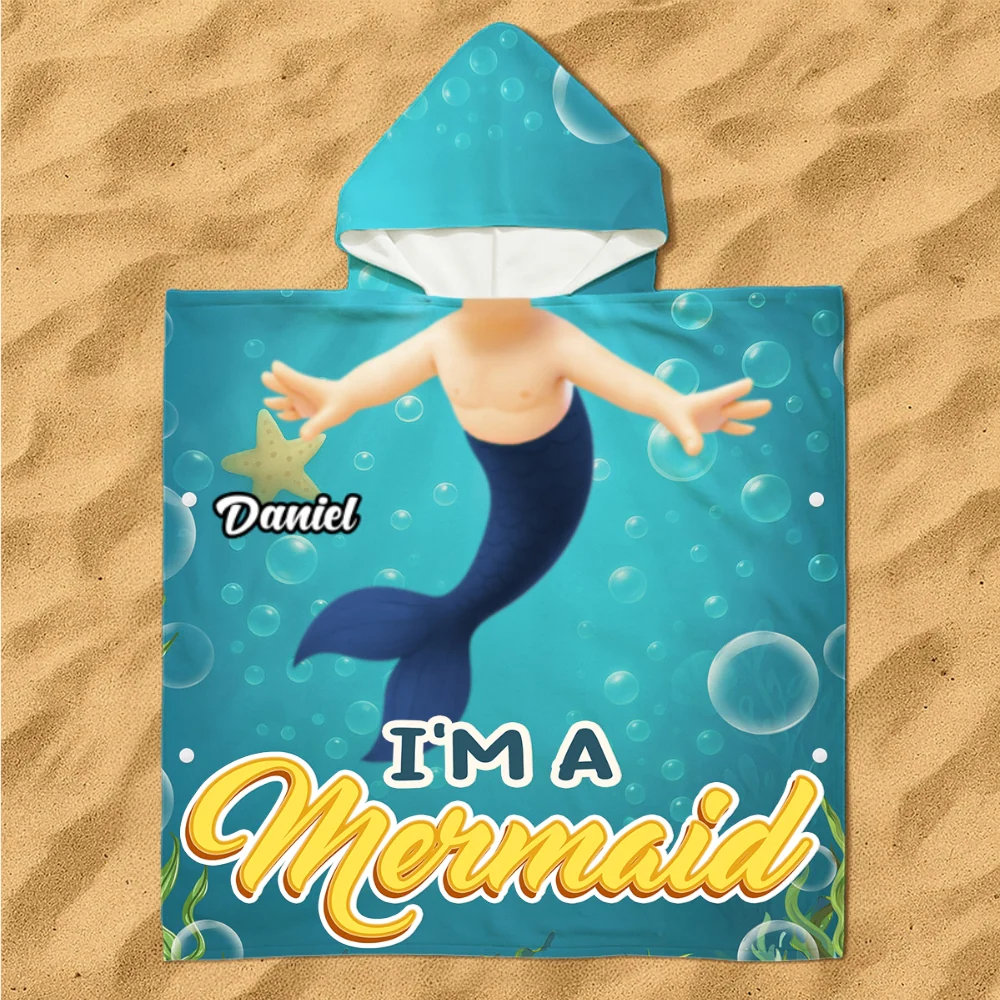 I Am Mermaid - Personalized Custom Hooded Beach Towel - Image 7