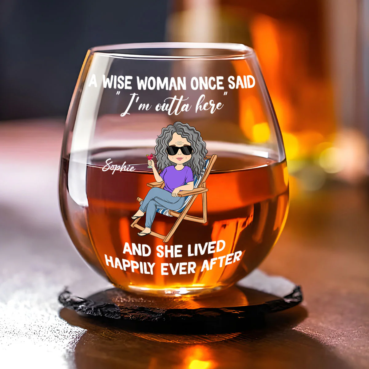I Am Outta Here Happy Retirement - Personalized Custom Wine Glass