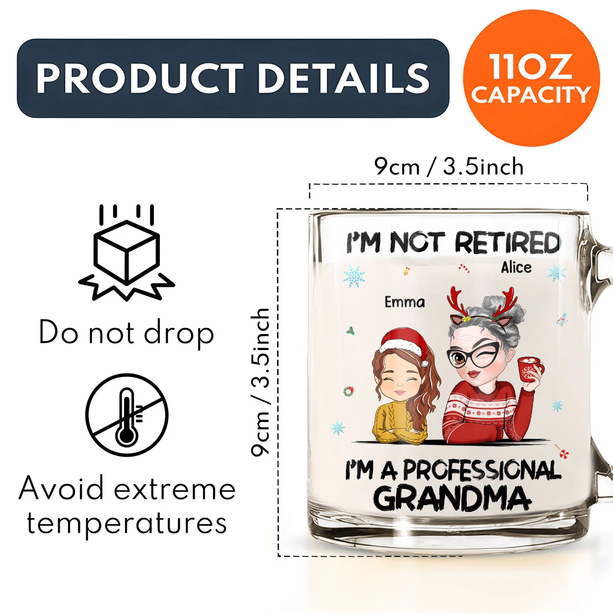 I Am Professional Grandma - Personalized Custom Glass Mug - Image 4