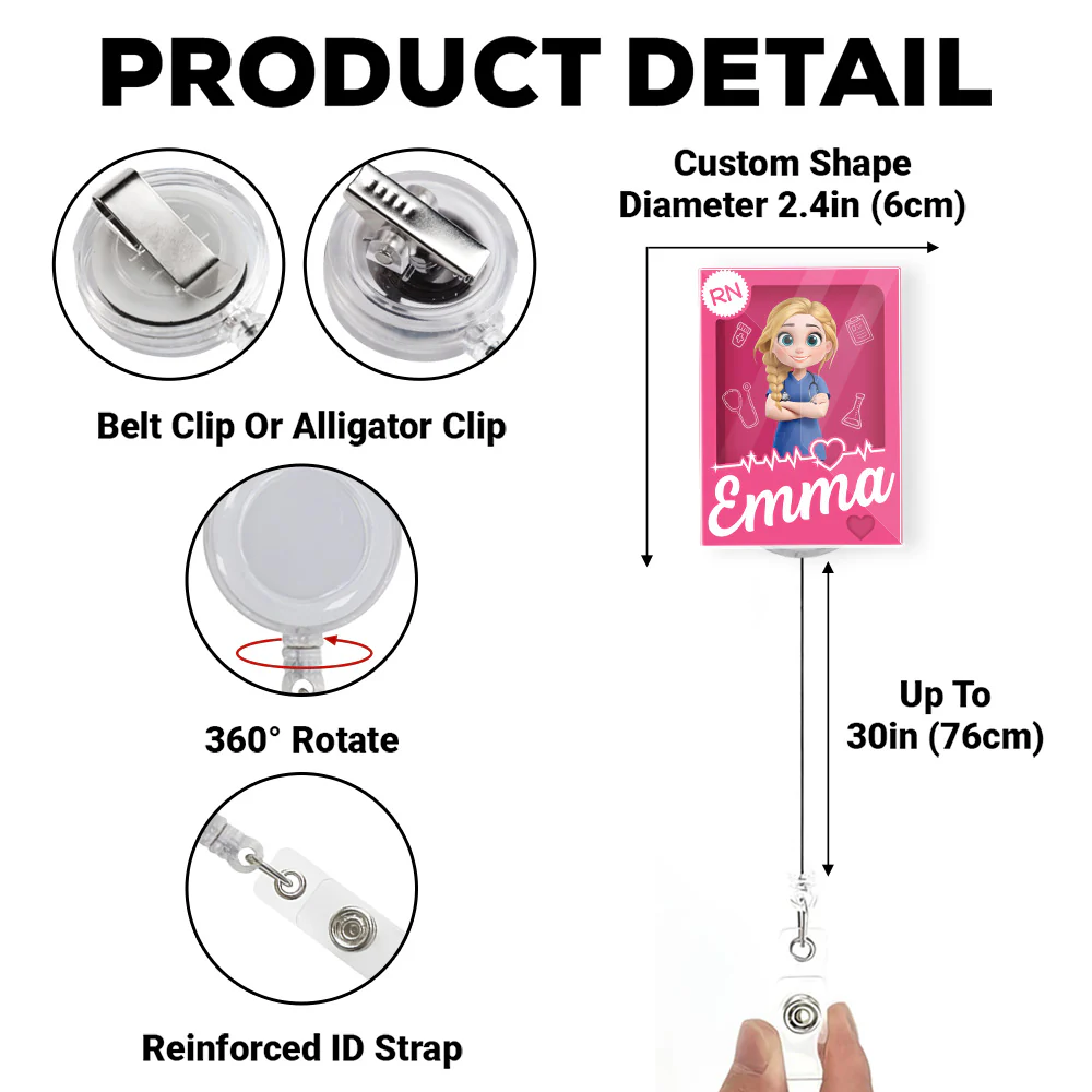 I Am Proud Nurse - Personalized Custom Acrylic Badge Reel - Image 6