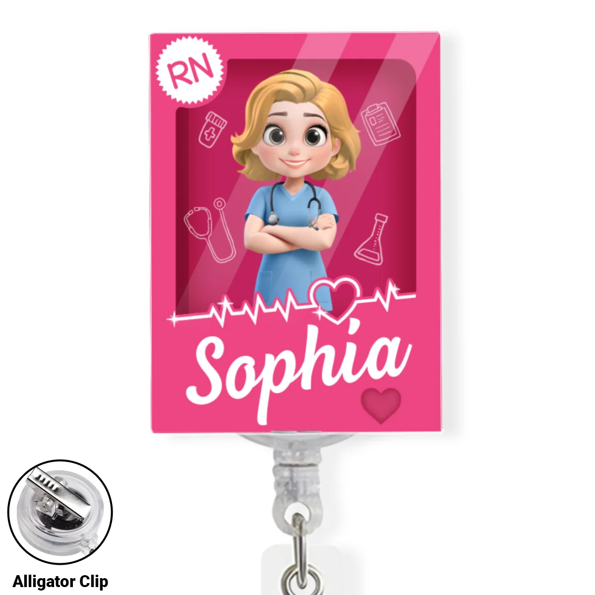 I Am Proud Nurse - Personalized Custom Acrylic Badge Reel - Image 7