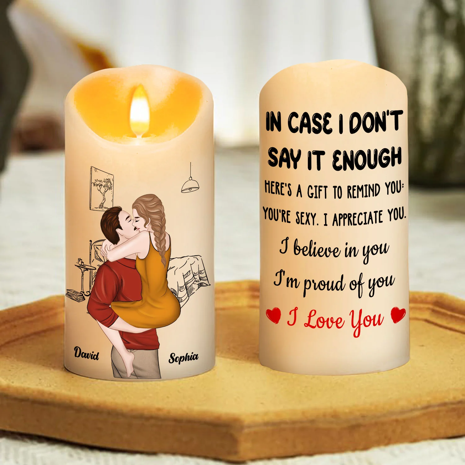 I Am Proud Of You - Personalized Custom LED Candle - Image 4