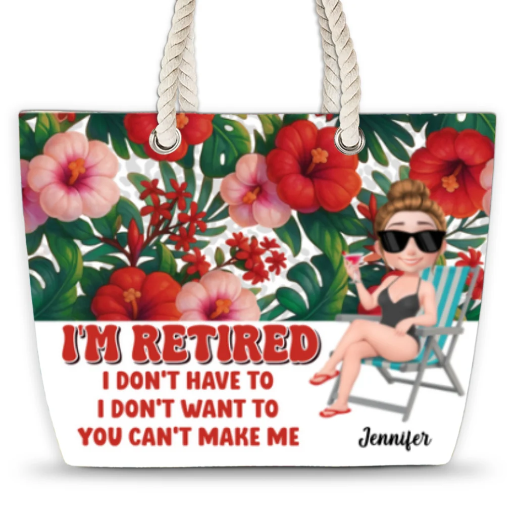I Am Retired - Personalized Beach Bag - Image 7