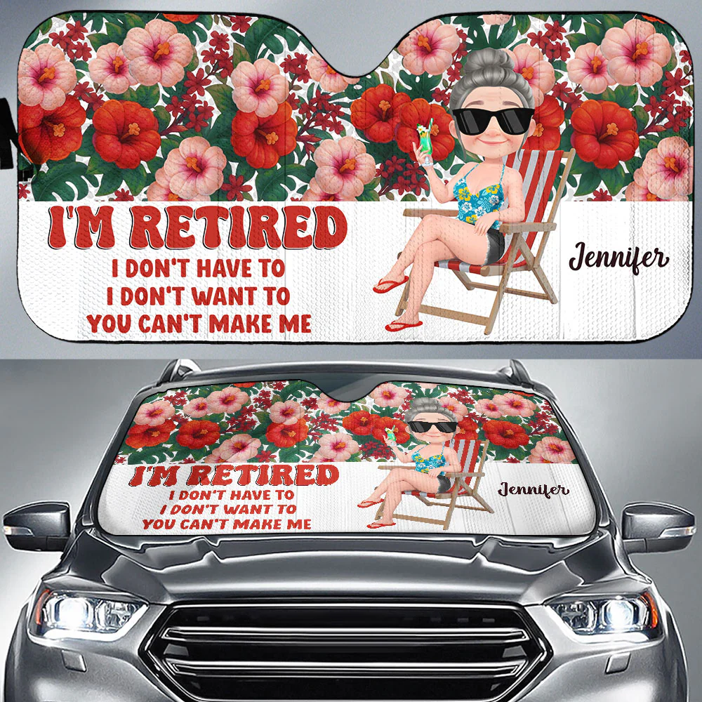 I Am Retired - Personalized Custom Car Sunshade - Image 4